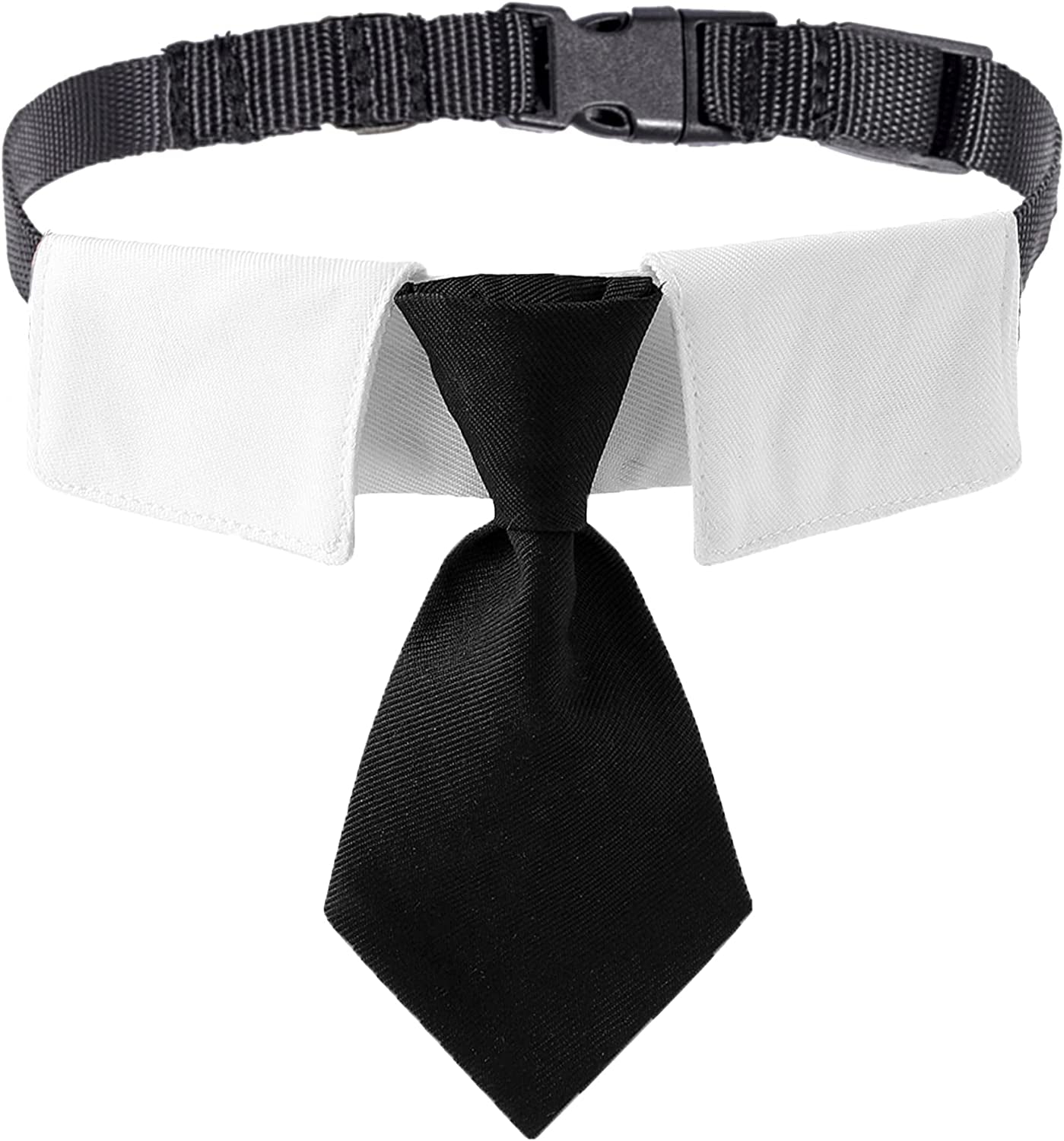 Formal Dog Tuxedo, Wedding Dog Collar with Bow Tie, Adjustable Pet Wedding Collar Bandana for Small Medium Large Dogs (Large, Black)