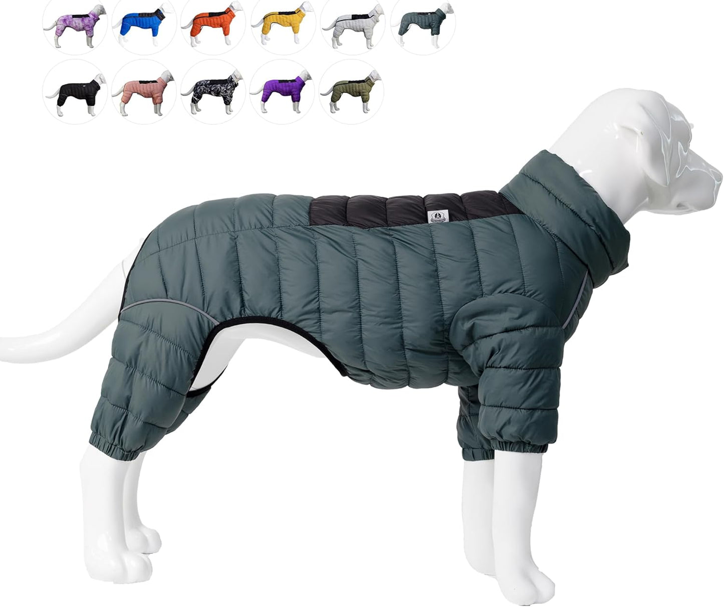Dog Coat Dog Warm Jacket, 4 Legs Covered Waterproof Windproof Reflective Warm Dog Vest, Zippered Adjustable Outdoor Dog Snow Jacket for Small Medium Large Dogs Blue S