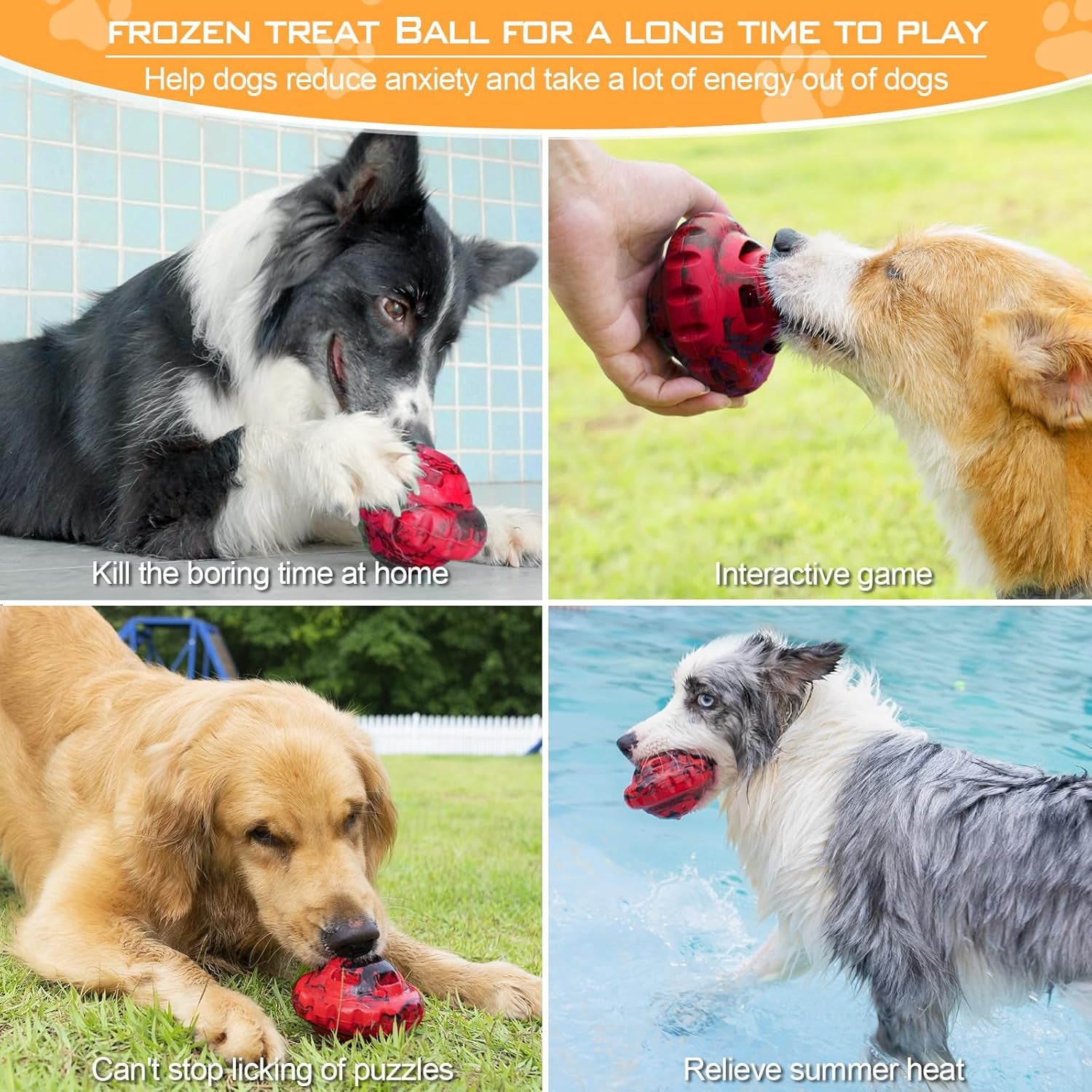 Dog Toys to Keep Them Busy,Frozen Treat Dog Enrichment Toys,Slow Food Training to Relieve Boredom and Stimulating,Dog Puzzle Treat Food Dispensing Ball Toy for Small Medium Large Dogs