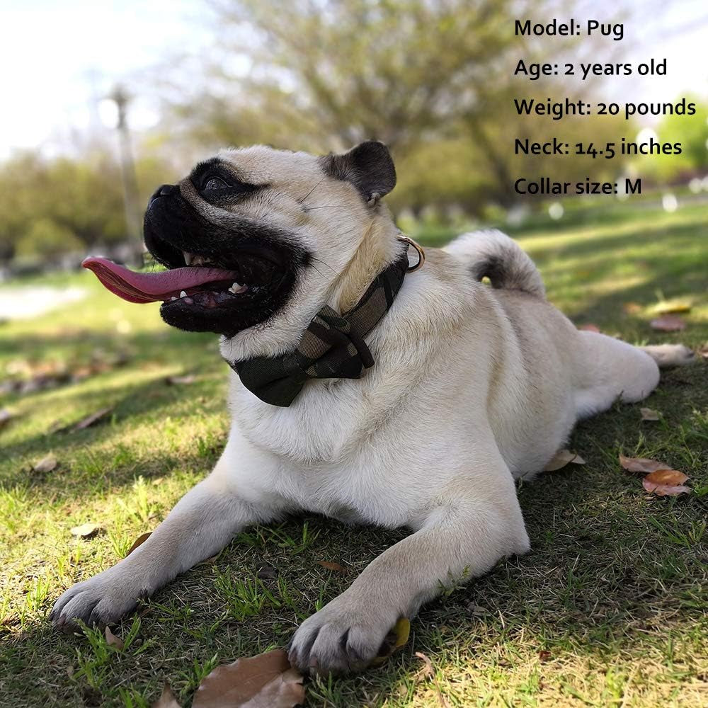 Dog Collar Bow Ties - Sturdy Soft Material&Leather Camouflage Collars for Small Medium Large Dogs Breed Puppies Adjustable 12 Colors and 3 Sizes (Camouflage, S 10"-14")