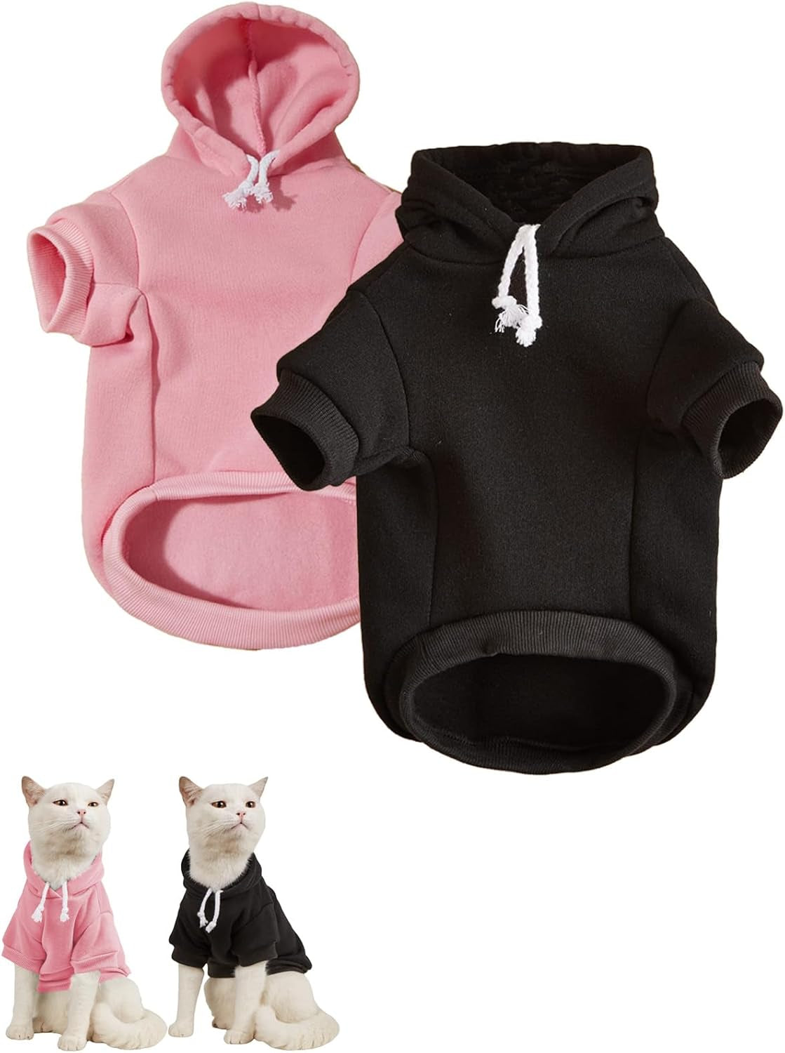 QWEENIE Basic Dog & Cat Hoodie, Warm Jacket - Small/Medium, Cadet Blue