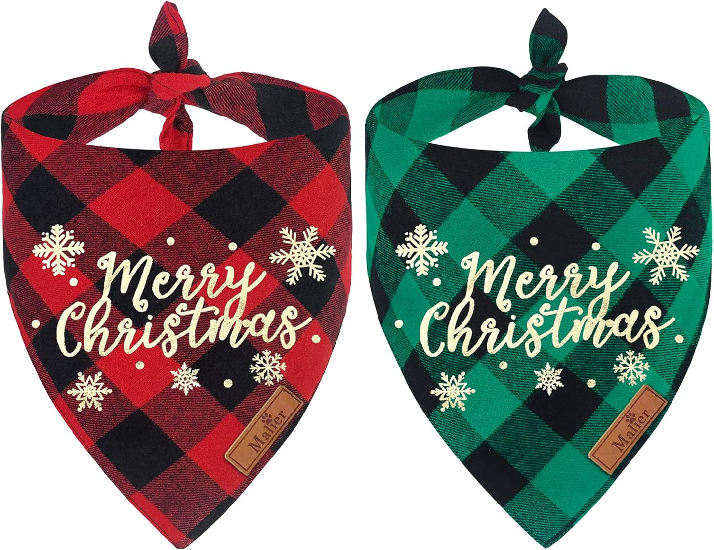 2 Pack Dog Bandanas Christmas Classic Buffalo Plaid Dog Bandana Dog Scarf Triangle Bibs Kerchief Merry Christmas Pet Costume for Small Medium Large Dogs Cats Pets (Christmas 1, Large)