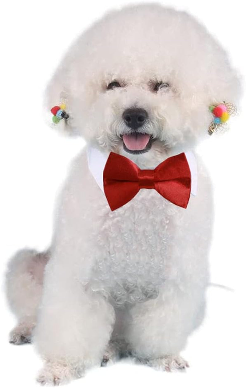 4 Pieces Pets Dog Cat Bowtie Pet Costume Adjustable Formal Necktie Collar for Cats Small Dogs Puppy Grooming Accessories Pink/Black