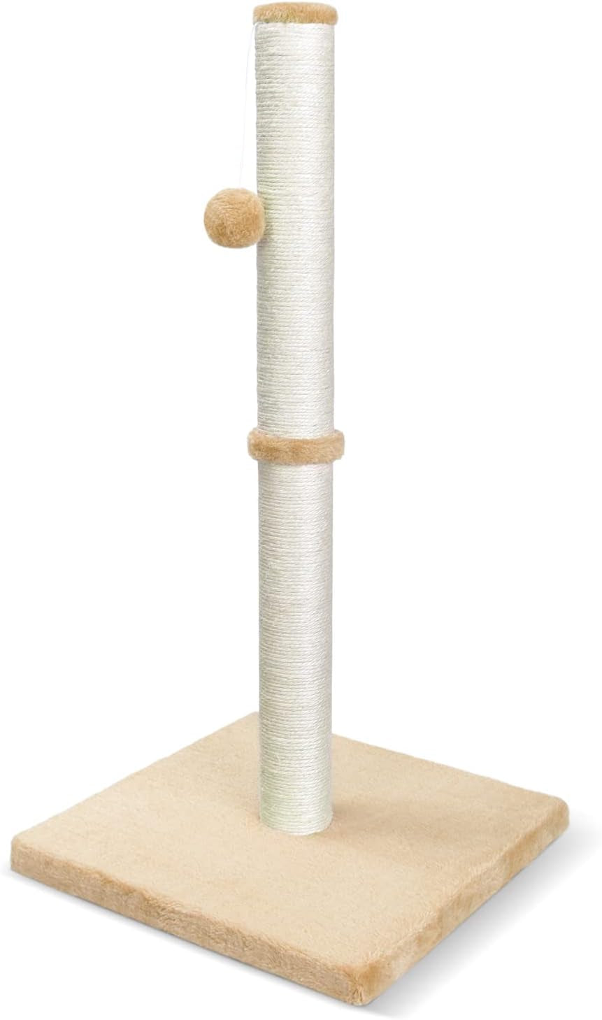 31'' Tall Cat Scratching Post - Cat Claw Scratcher with Hanging Ball - Scratching Posts for Indoor Large Cats - Durable Stable Cat Furniture with Sisal Rope - Cat Scratch Post-Grey