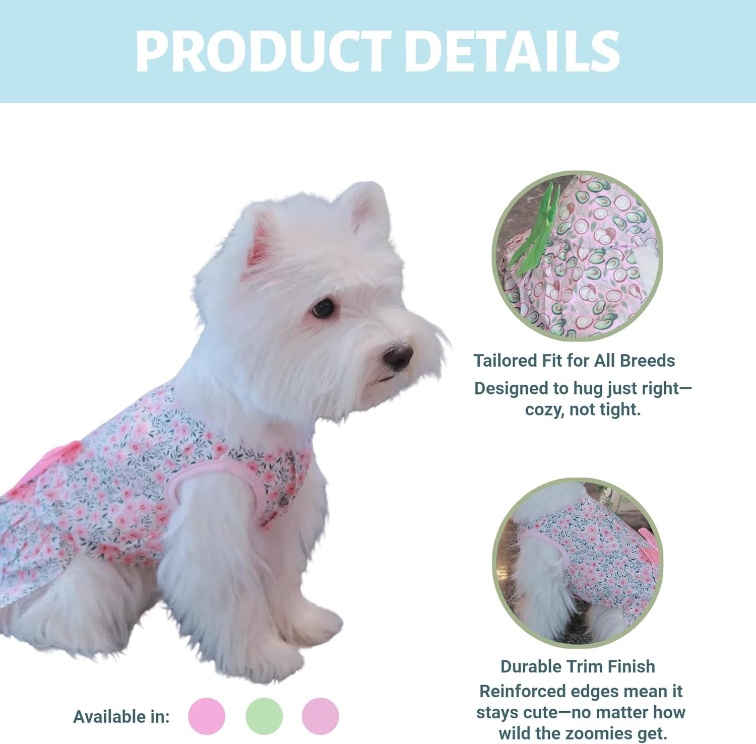 3 Pack Princess Dog Dresses for Small Dogs - Soft Tutu Outfits with Bow, Easy Pullover Pet Clothes for Daily Wear & Parties XS