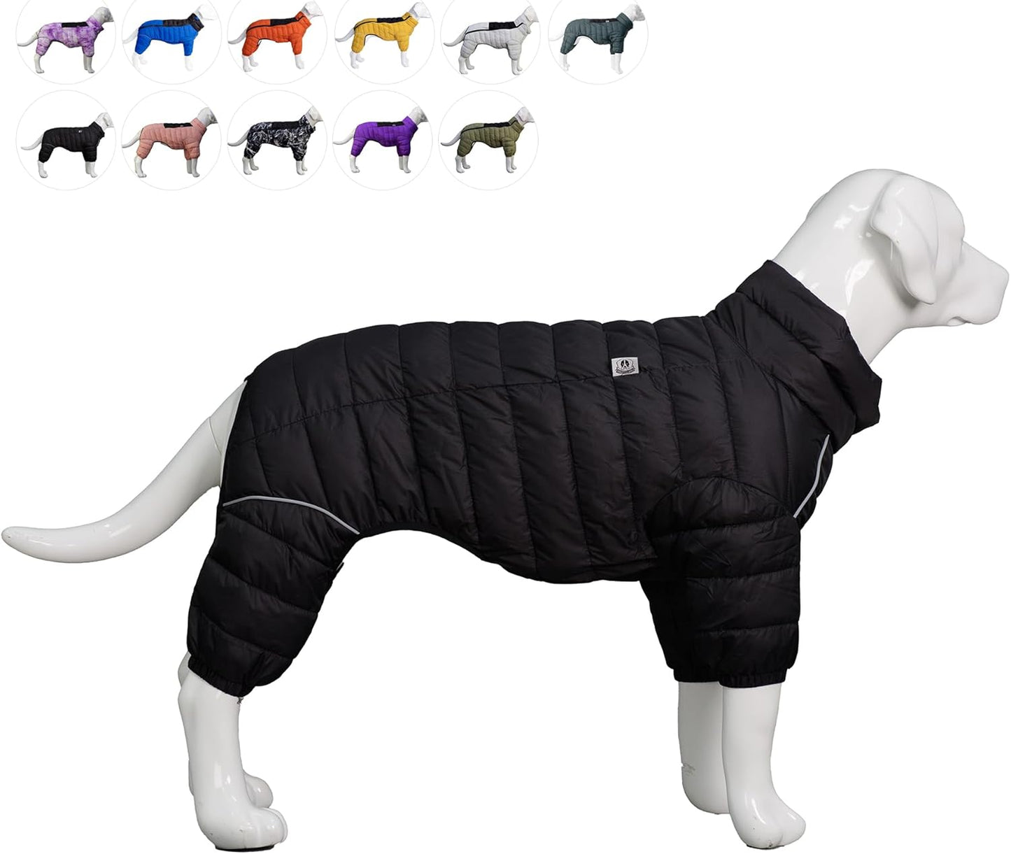 Dog Coat Dog Warm Jacket, 4 Legs Covered Waterproof Windproof Reflective Warm Dog Vest, Zippered Adjustable Outdoor Dog Snow Jacket for Small Medium Large Dogs Blue S