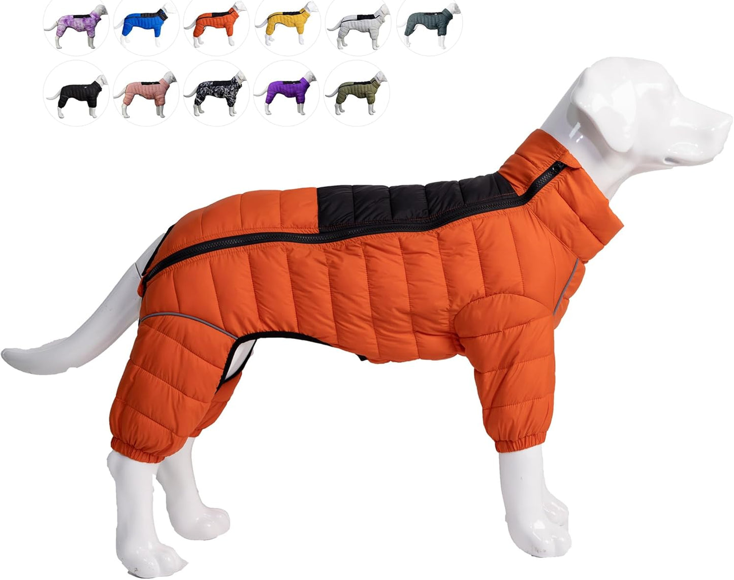 Dog Coat Dog Warm Jacket, 4 Legs Covered Waterproof Windproof Reflective Warm Dog Vest, Zippered Adjustable Outdoor Dog Snow Jacket for Small Medium Large Dogs Blue S