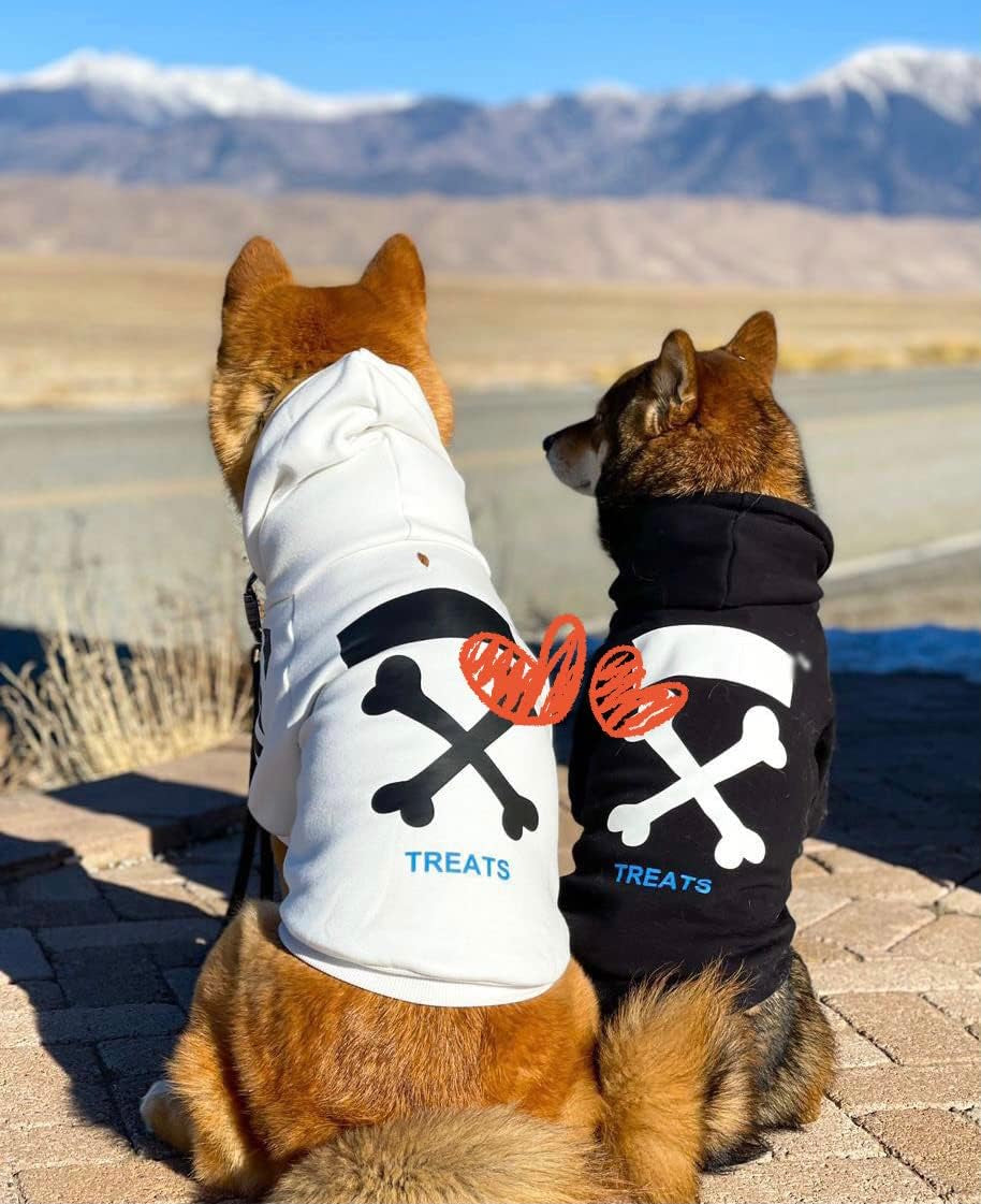 Stylish Dog Hoodie Dog Clothes Streetwear Cotton Sweatshirt Fashion Outfit for Dogs Cats Puppy Small Medium Large (XL, Black)