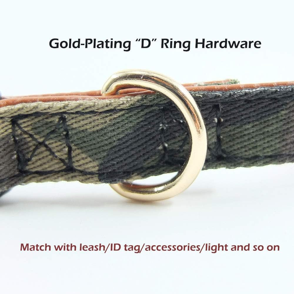 Dog Collar Bow Ties - Sturdy Soft Material&Leather Camouflage Collars for Small Medium Large Dogs Breed Puppies Adjustable 12 Colors and 3 Sizes (Camouflage, S 10"-14")