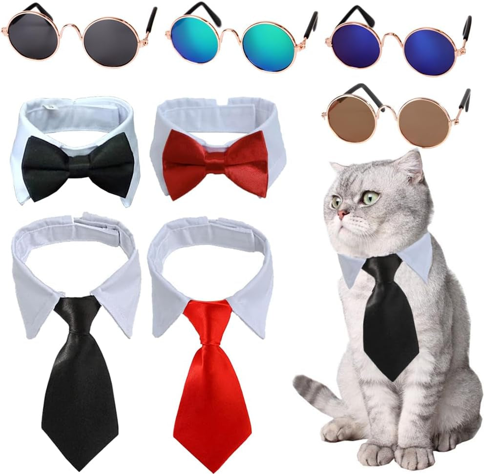 4 Pieces Pets Dog Cat Bowtie Pet Costume Adjustable Formal Necktie Collar for Cats Small Dogs Puppy Grooming Accessories Pink/Black