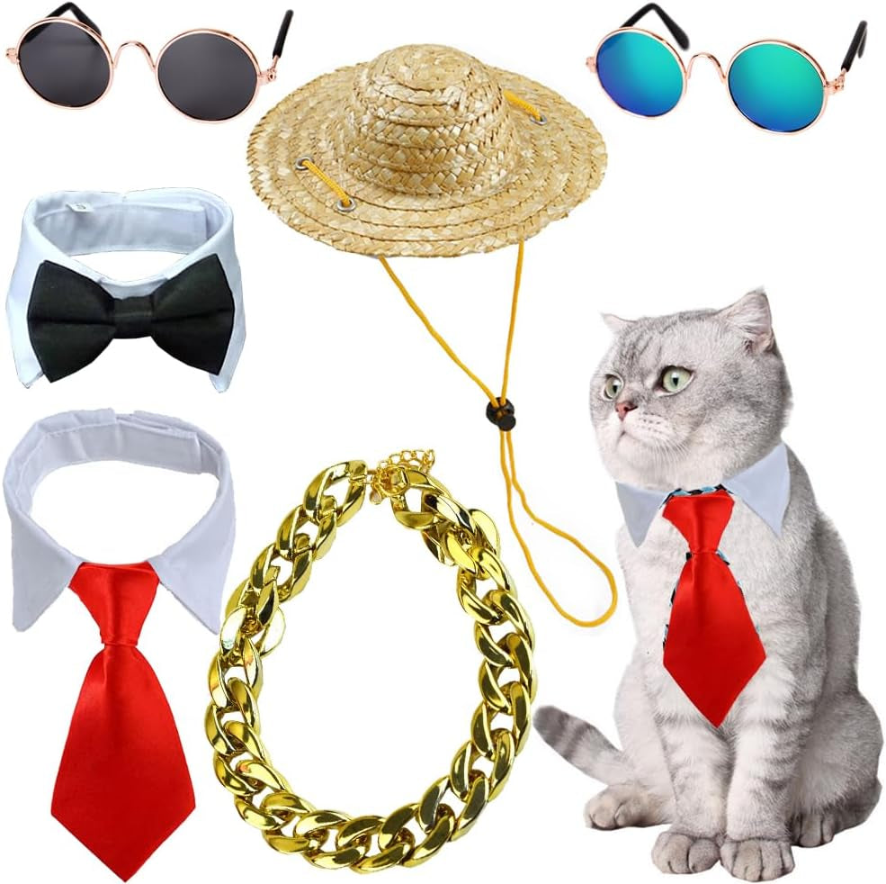 4 Pieces Pets Dog Cat Bowtie Pet Costume Adjustable Formal Necktie Collar for Cats Small Dogs Puppy Grooming Accessories Pink/Black