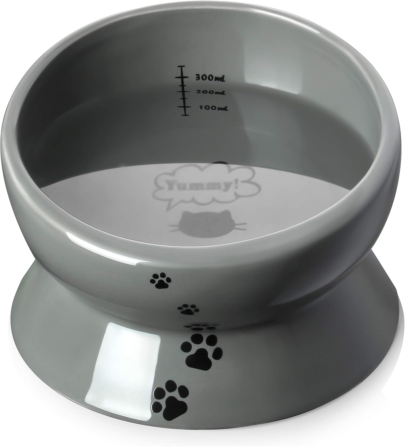 Elevated Cat Food Bowl, Ceramic Raised Bowl, Tilt Angle Protects Cat'S Spine, anti Vomiting Dish, Backflow Prevention, Lake Blue