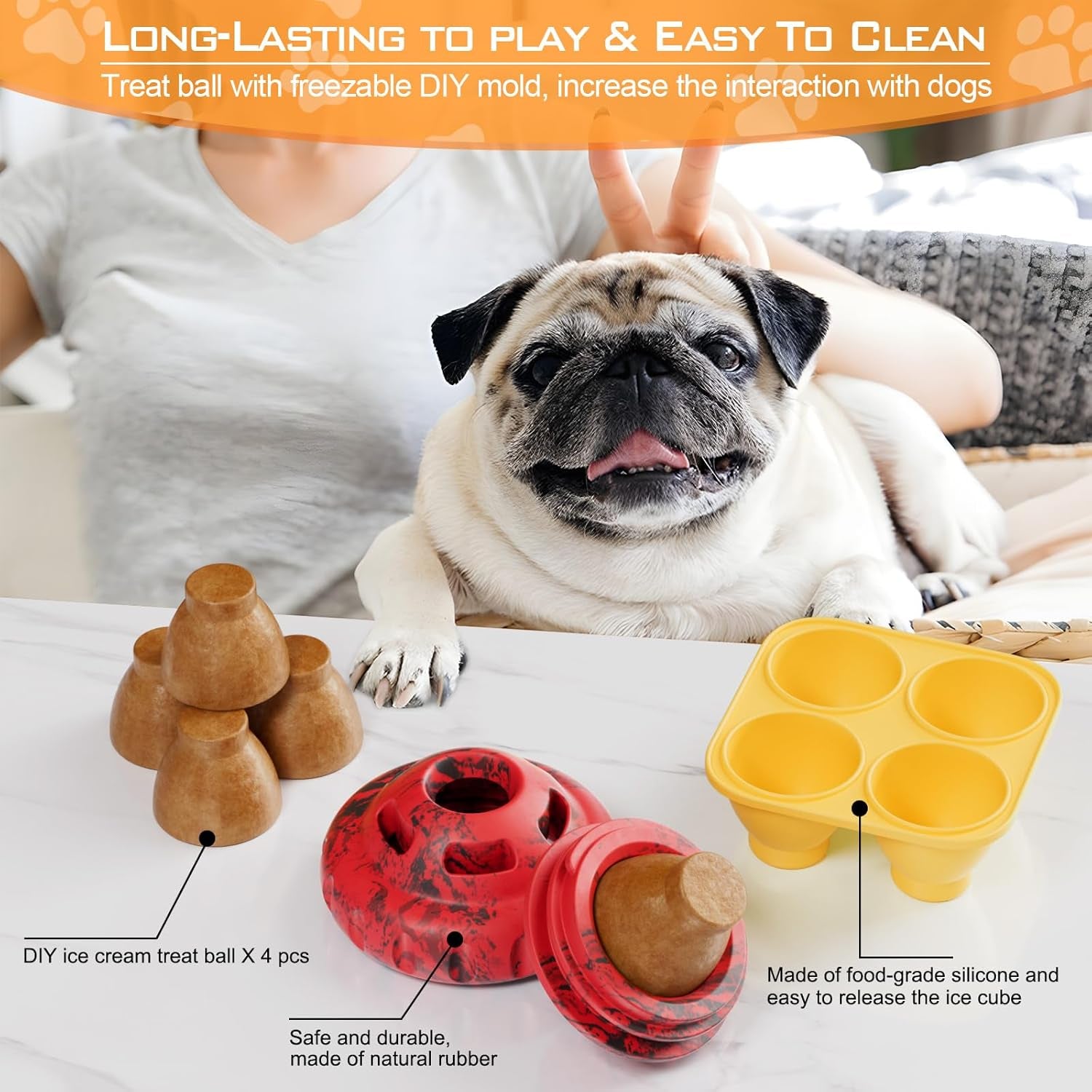 Dog Toys to Keep Them Busy,Frozen Treat Dog Enrichment Toys,Slow Food Training to Relieve Boredom and Stimulating,Dog Puzzle Treat Food Dispensing Ball Toy for Small Medium Large Dogs