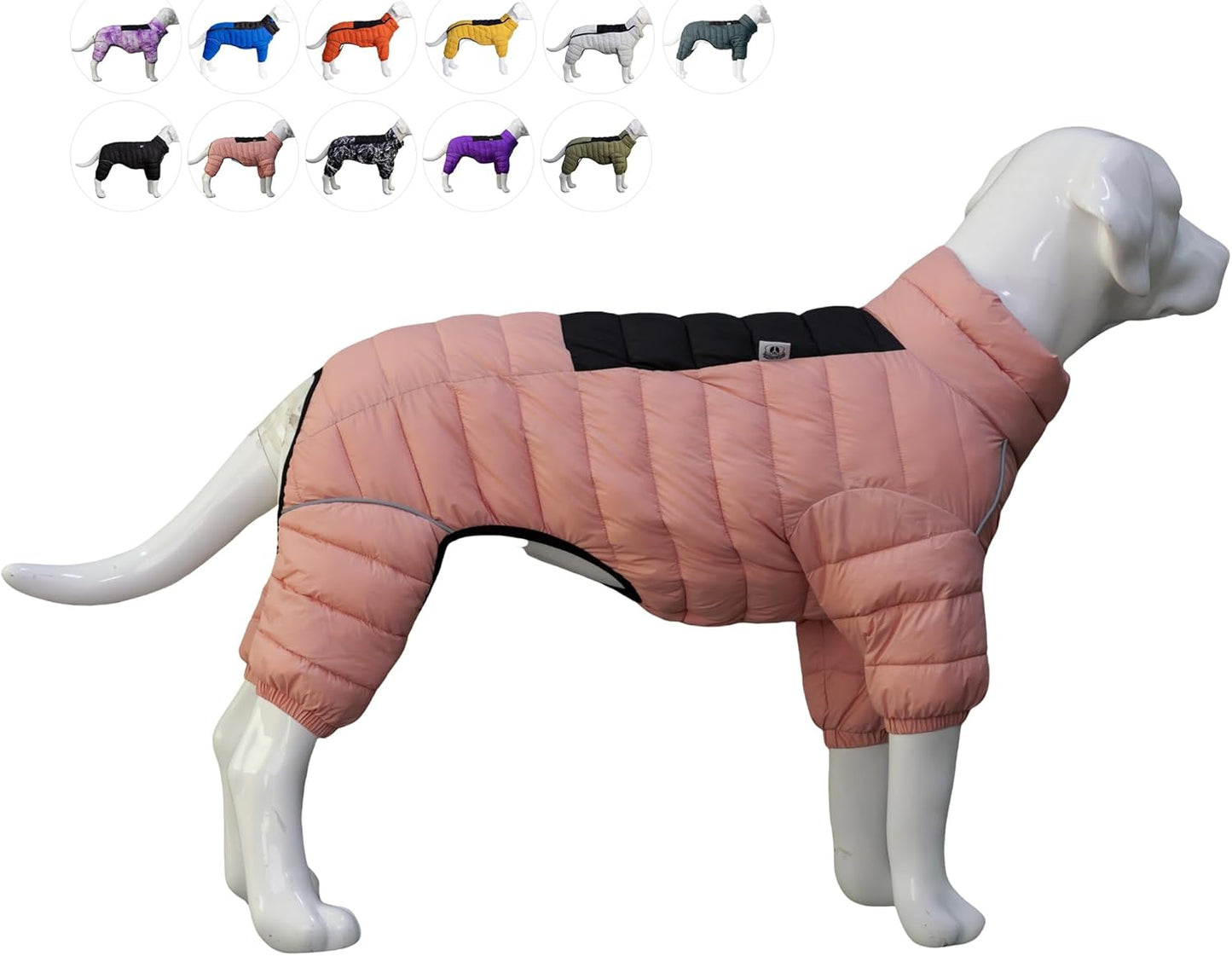 Dog Coat Dog Warm Jacket, 4 Legs Covered Waterproof Windproof Reflective Warm Dog Vest, Zippered Adjustable Outdoor Dog Snow Jacket for Small Medium Large Dogs Blue S
