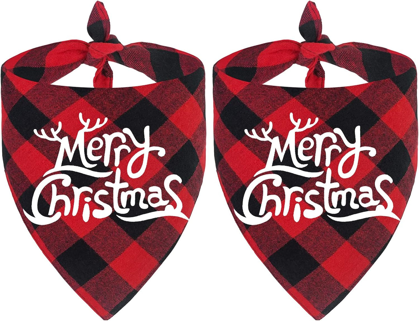2 Pack Dog Bandanas Christmas Classic Buffalo Plaid Dog Bandana Dog Scarf Triangle Bibs Kerchief Merry Christmas Pet Costume for Small Medium Large Dogs Cats Pets (Christmas 1, Large)