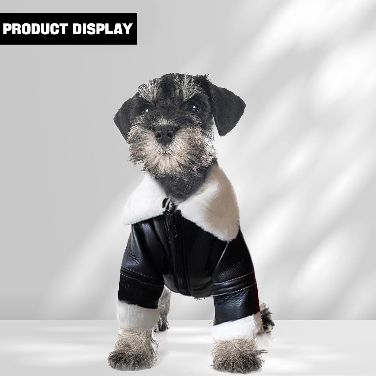 Dog Leather Jackets, Puppy Winter Coats, Windproof Waterproof Warm Lined Jackets for Small Dogs Puppy, Cute Leather Dog Jackets Winter Coat(M)