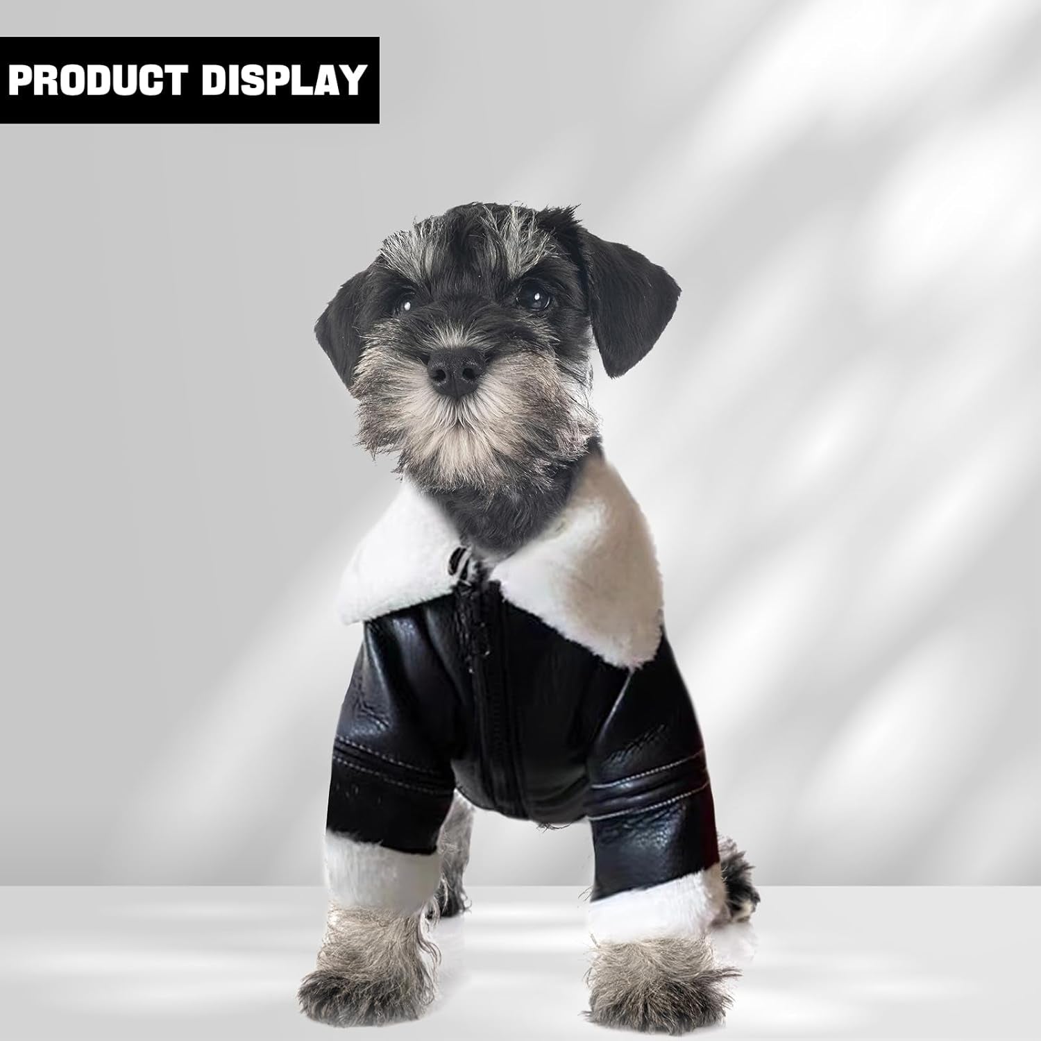 Dog Leather Jackets, Puppy Winter Coats, Windproof Waterproof Warm Lined Jackets for Small Dogs Puppy, Cute Leather Dog Jackets Winter Coat(M)
