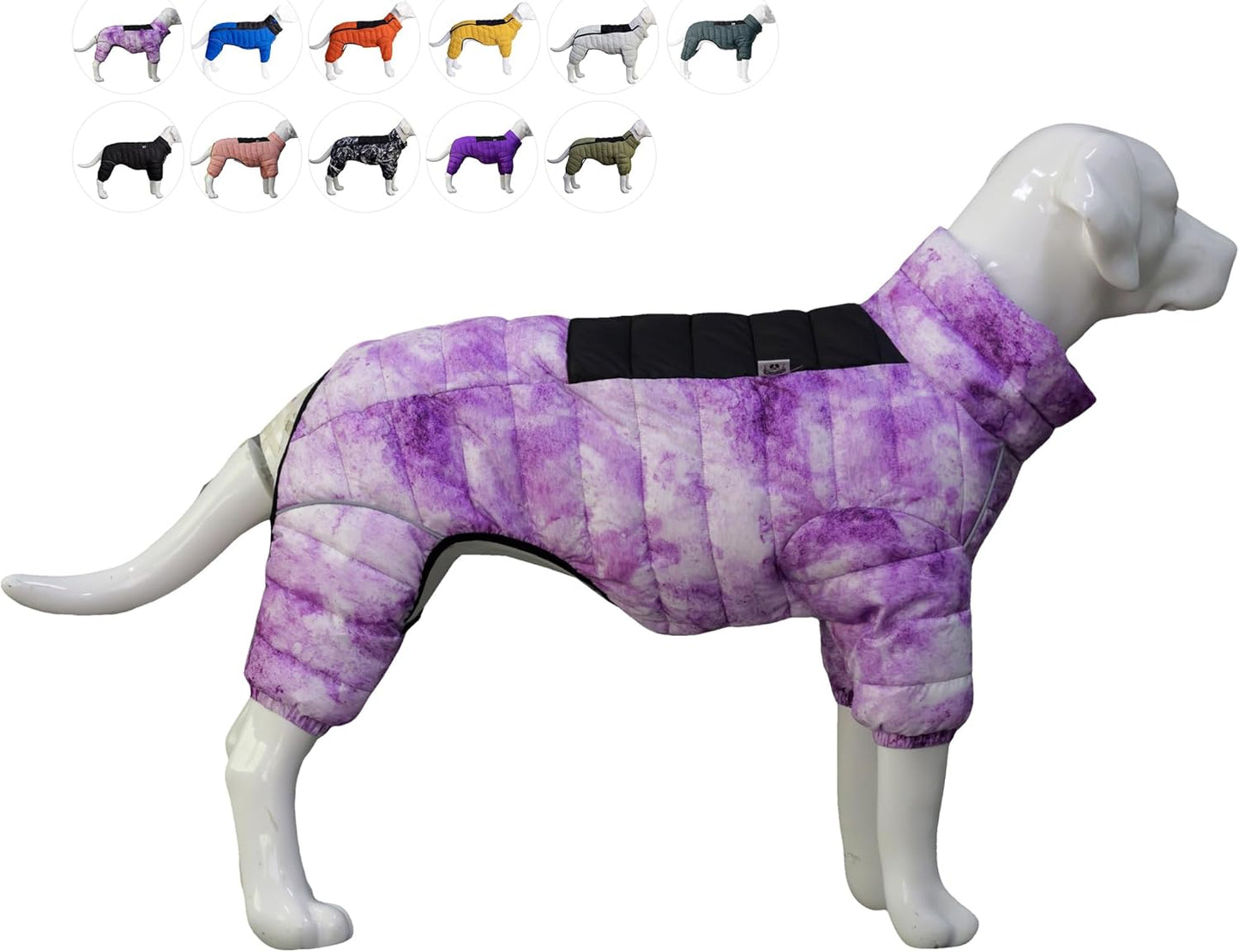 Dog Coat Dog Warm Jacket, 4 Legs Covered Waterproof Windproof Reflective Warm Dog Vest, Zippered Adjustable Outdoor Dog Snow Jacket for Small Medium Large Dogs Blue S