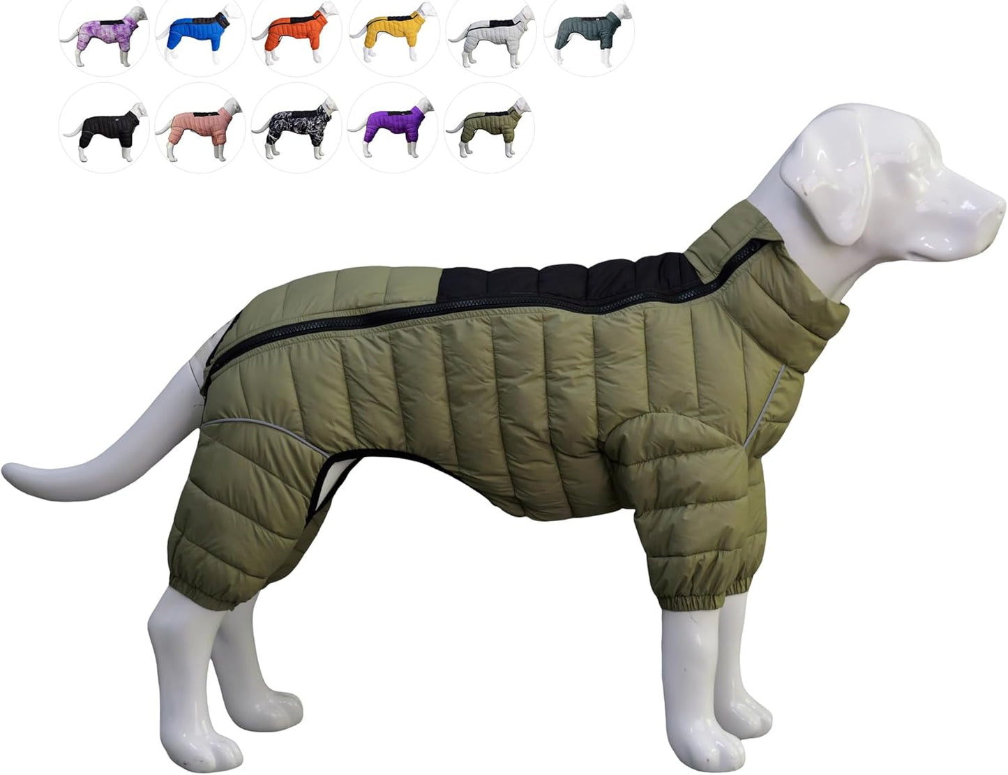 Dog Coat Dog Warm Jacket, 4 Legs Covered Waterproof Windproof Reflective Warm Dog Vest, Zippered Adjustable Outdoor Dog Snow Jacket for Small Medium Large Dogs Blue S
