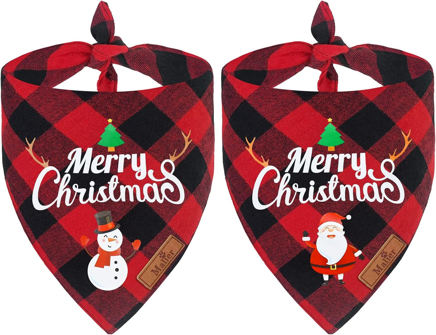 2 Pack Dog Bandanas Christmas Classic Buffalo Plaid Dog Bandana Dog Scarf Triangle Bibs Kerchief Merry Christmas Pet Costume for Small Medium Large Dogs Cats Pets (Christmas 1, Large)