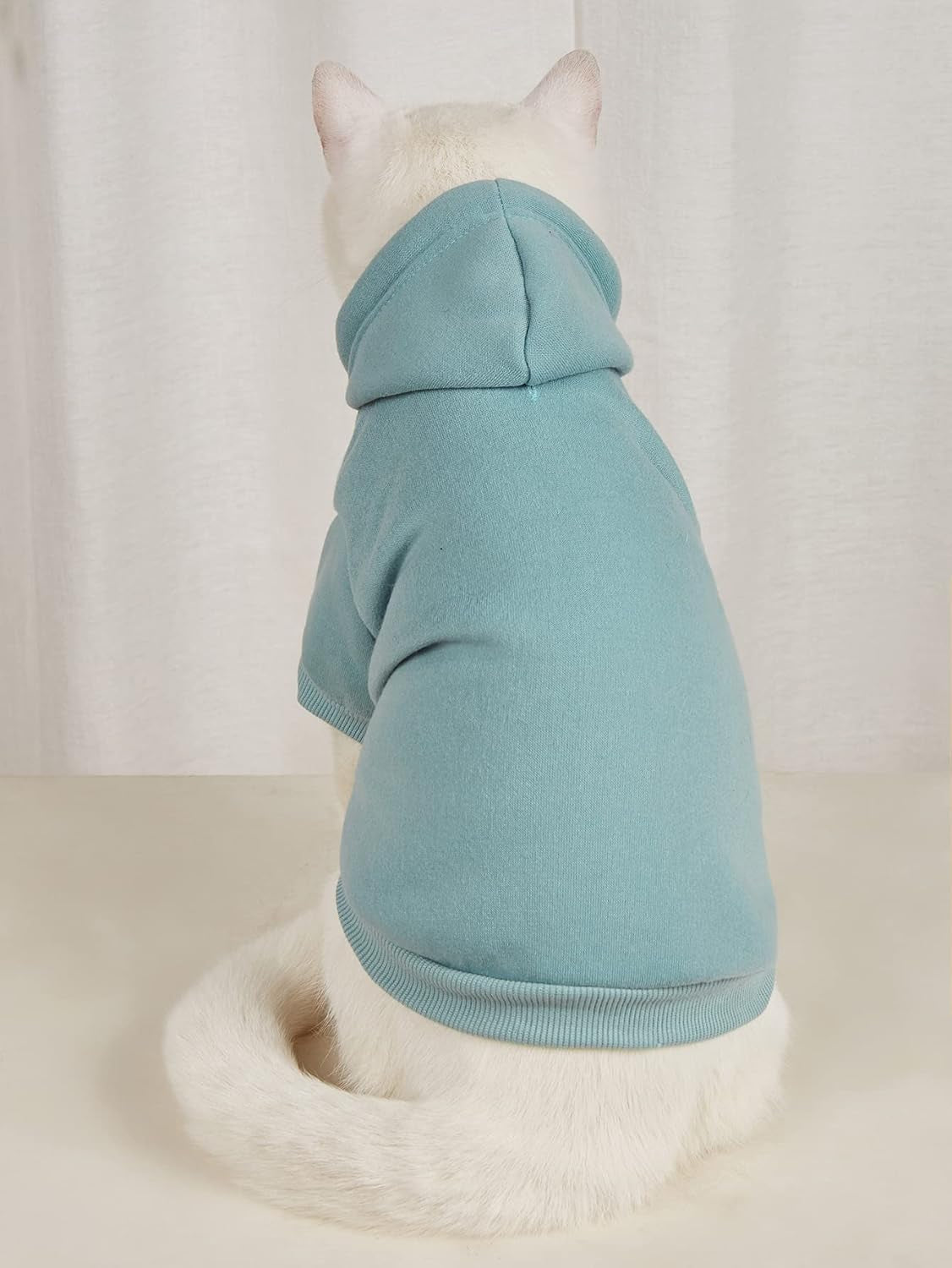 QWEENIE Basic Dog & Cat Hoodie, Warm Jacket - Small/Medium, Cadet Blue
