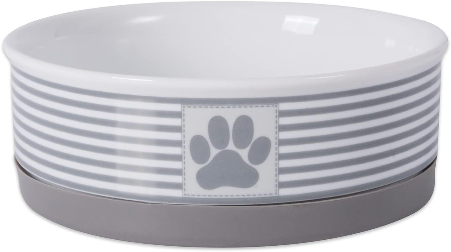 Paw & Patch Ceramic Pet Collection, Medium Bowl, 6X2", Gray
