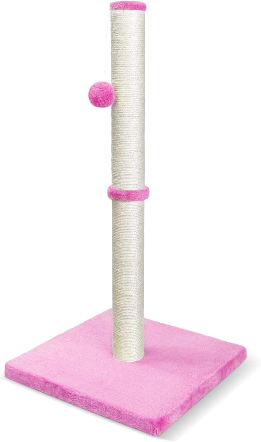 31'' Tall Cat Scratching Post - Cat Claw Scratcher with Hanging Ball - Scratching Posts for Indoor Large Cats - Durable Stable Cat Furniture with Sisal Rope - Cat Scratch Post-Grey
