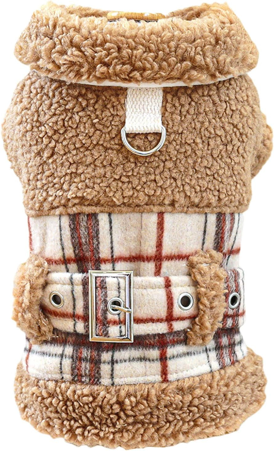 Dog Leather Jacket Fleece Lined Puppy Leather Coat Small Dog Winter Stylish Jacket Cold Weather Chihuahua Yorkie Warm Windproof Waterproof Coats Pet Christmas Holiday Birthday Dog Clothes