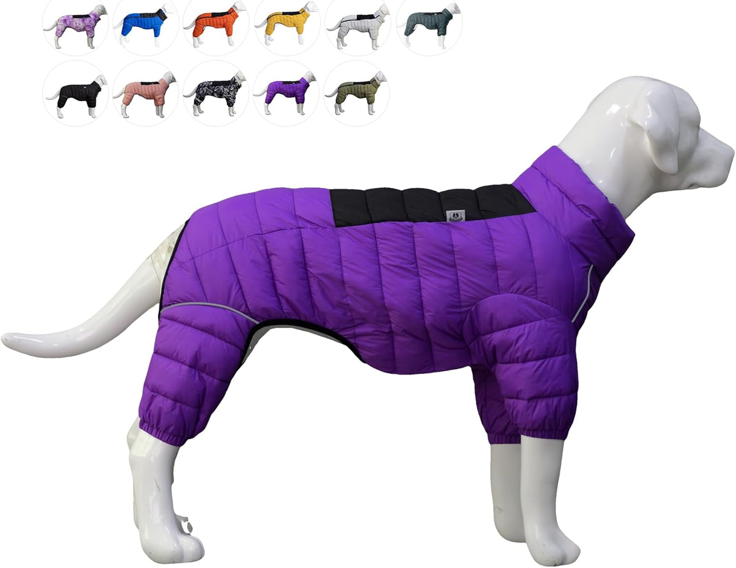 Dog Coat Dog Warm Jacket, 4 Legs Covered Waterproof Windproof Reflective Warm Dog Vest, Zippered Adjustable Outdoor Dog Snow Jacket for Small Medium Large Dogs Blue S
