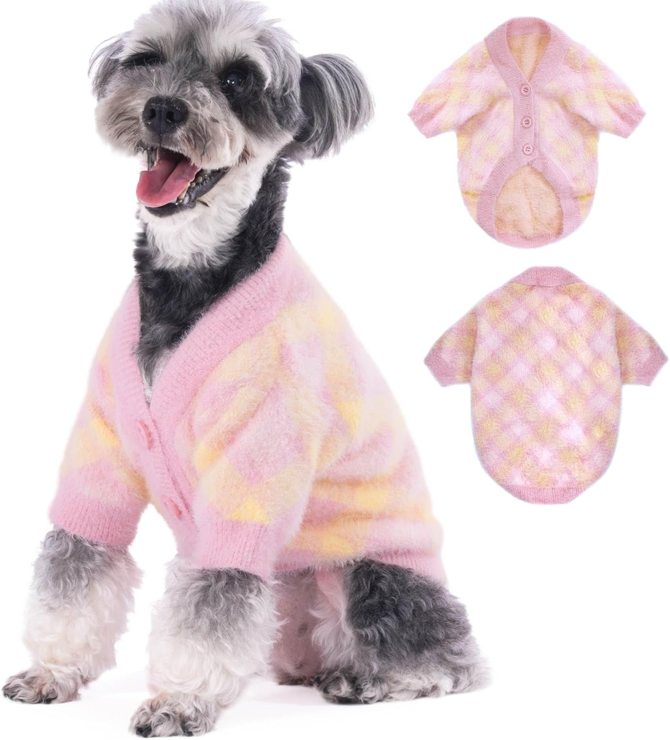 Small Dog Sweater - Winter Clothes for Dogs & Cats, Warm Knitwear Jacket, Winter Deluxe Coats for Puppies & Kittens, Doggy Costume XXS XS, Pet Apparel (Camel, X-Small)