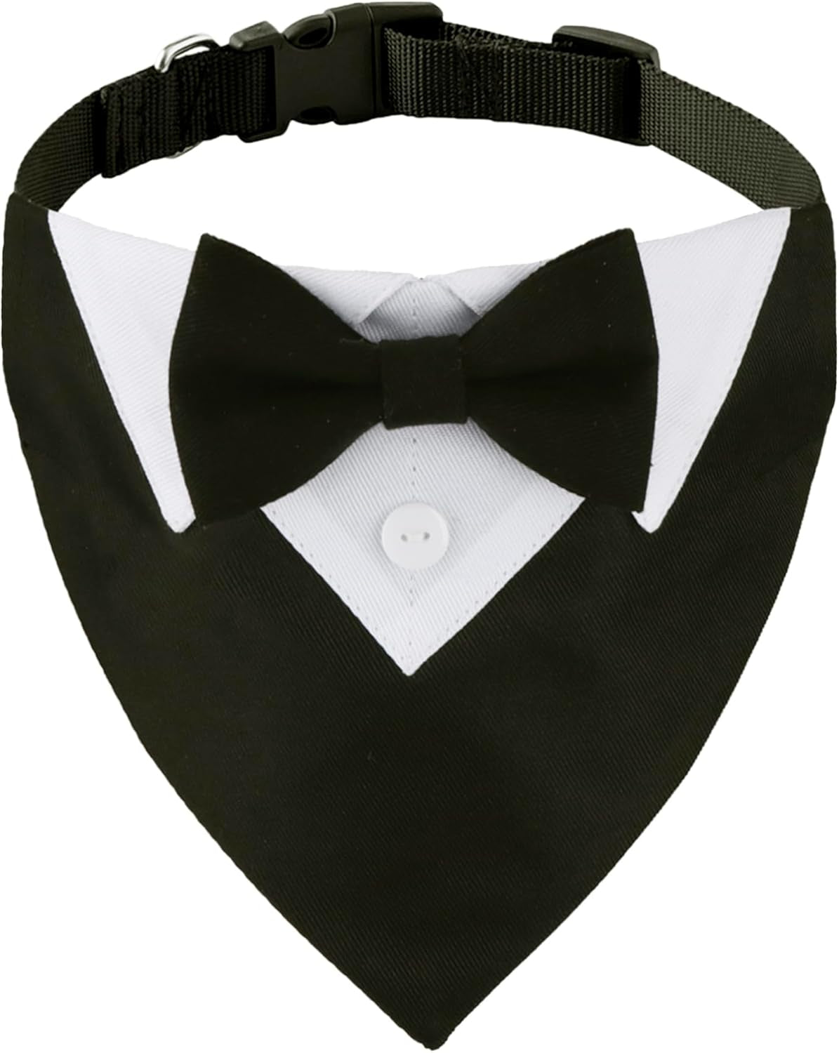 Formal Dog Tuxedo, Wedding Dog Collar with Bow Tie, Adjustable Pet Wedding Collar Bandana for Small Medium Large Dogs (Large, Black)