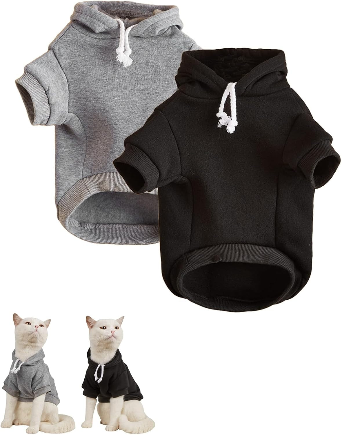 QWEENIE Basic Dog & Cat Hoodie, Warm Jacket - Small/Medium, Cadet Blue